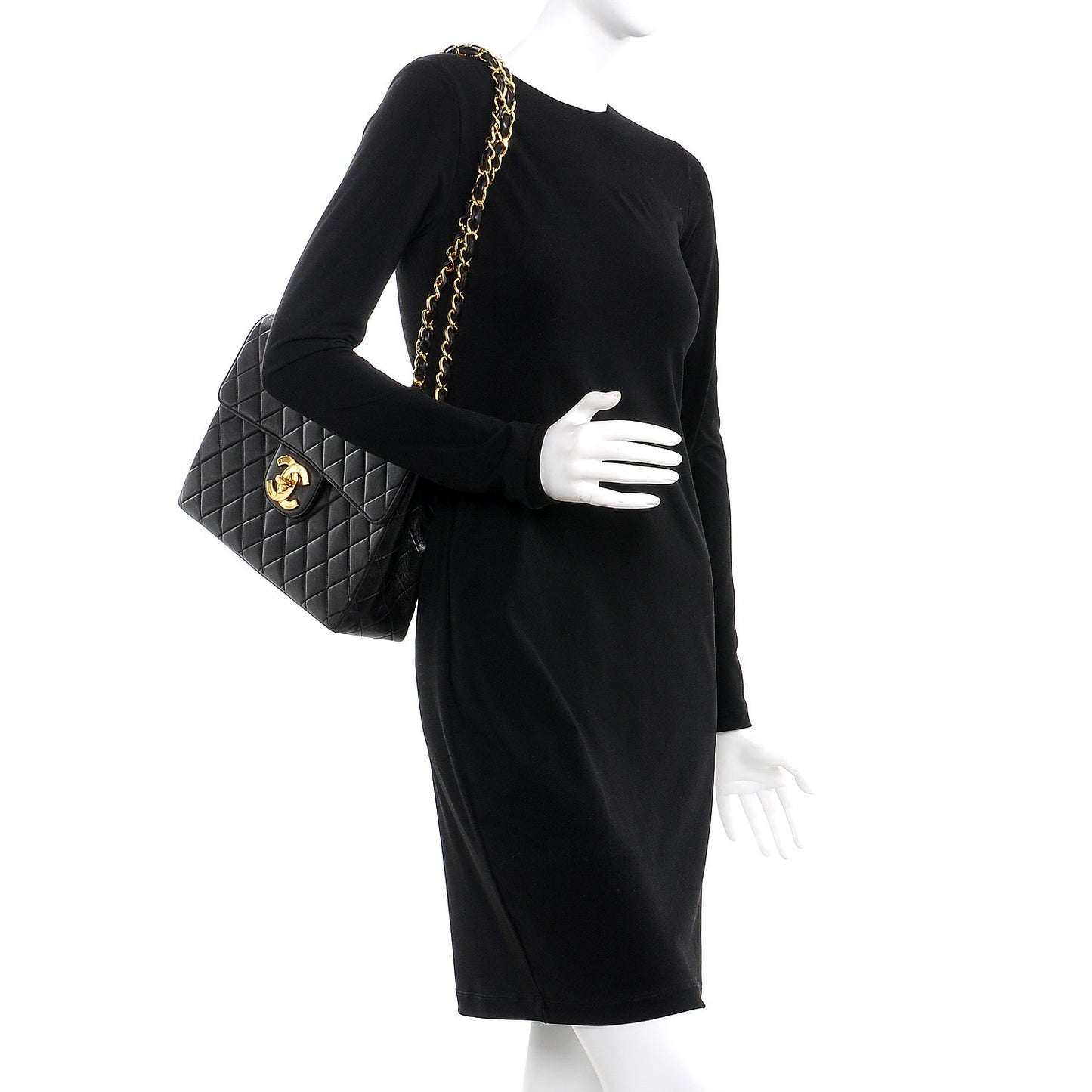 Lambskin Quilted Jumbo Single Flap Black