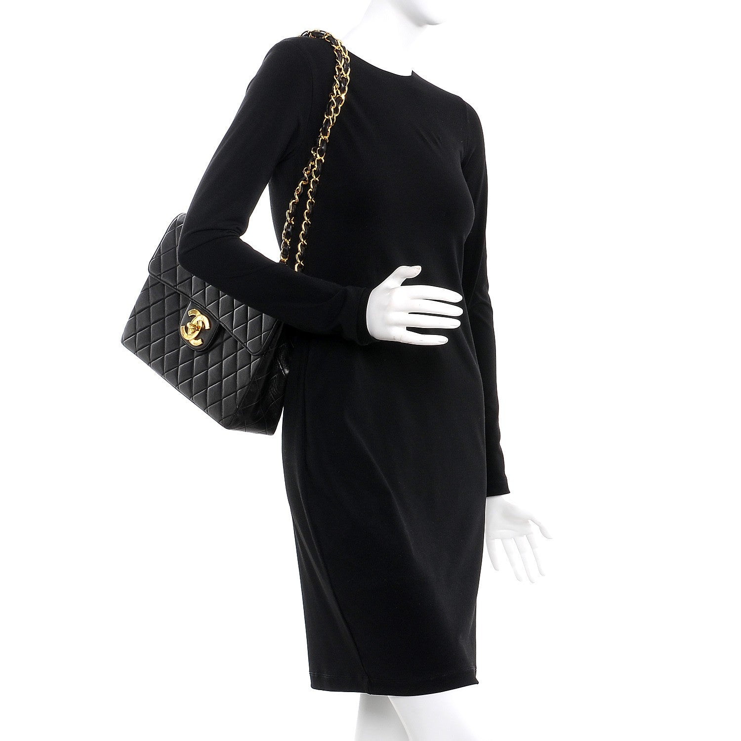 Chanel Lambskin Quilted Jumbo Single Flap Black 2 of 12