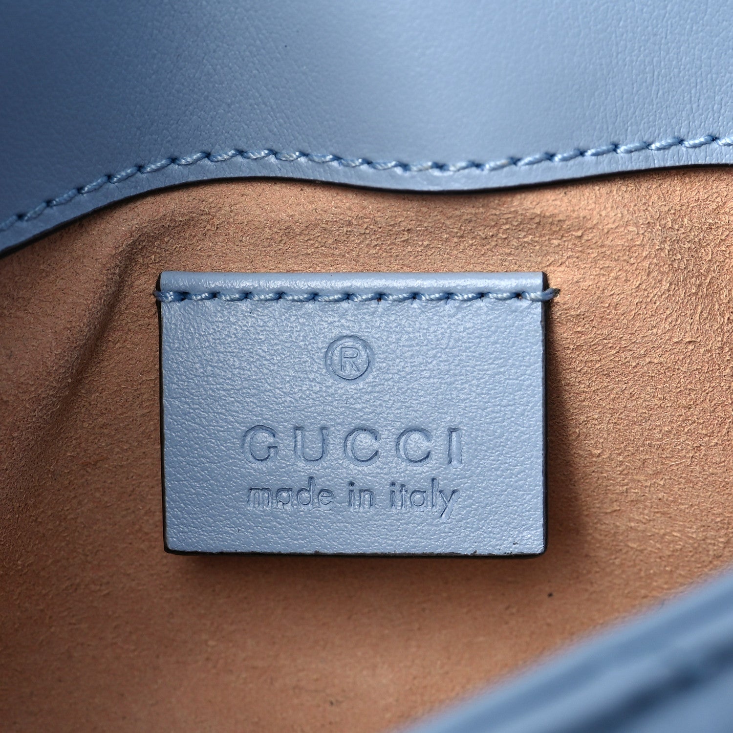 Gucci Calfskin Matelasse Super Mini GG Marmont Shoulder Bag Porcelain Light Blue 5 of 8