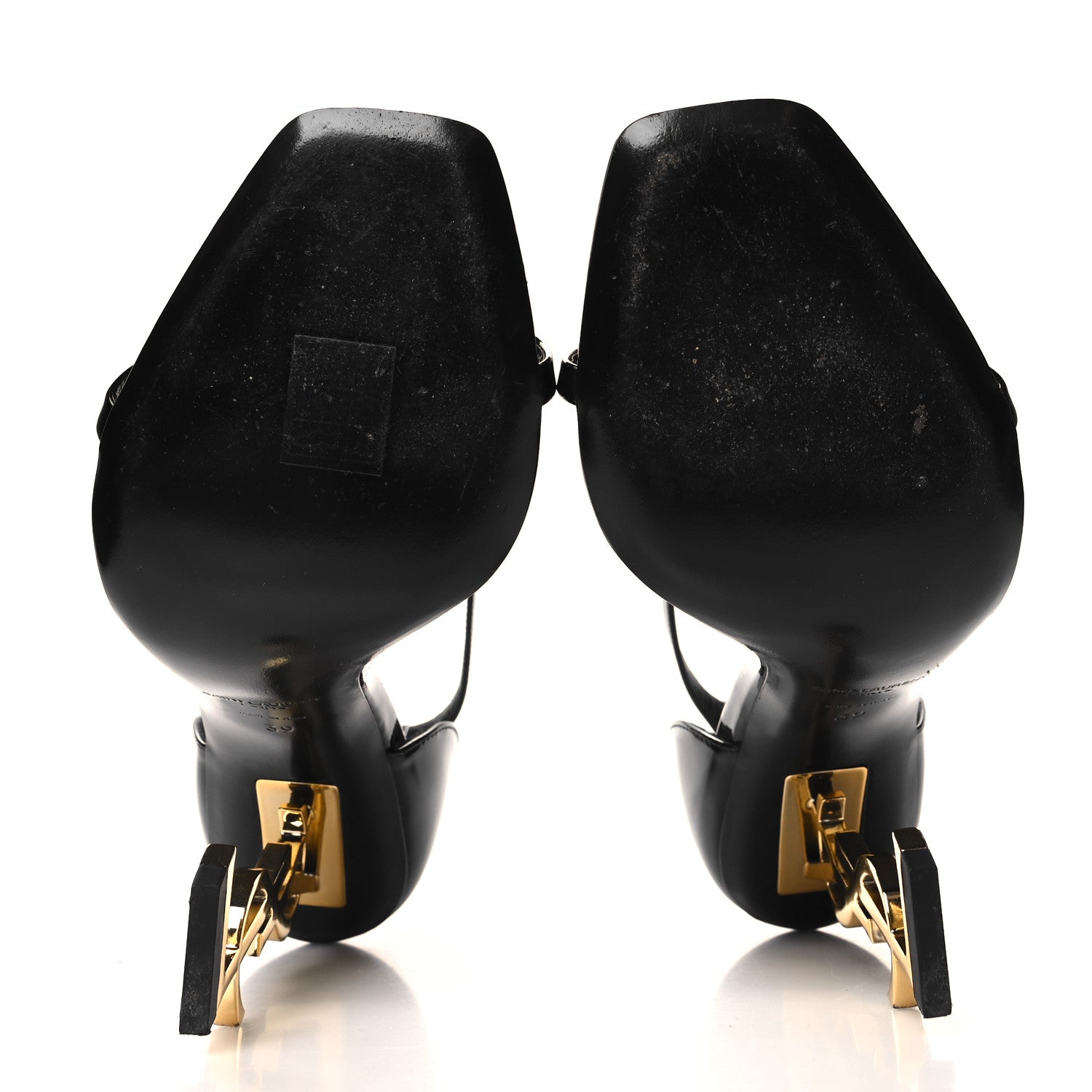 Saint Laurent Patent Calfskin Opyum 110 Sandals 39 Black Gold 5 of 9