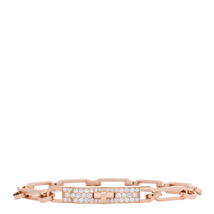 Hermes 18K Rose Gold Diamond Pave PM Kelly Chaine Bracelet ST 1 of 4
