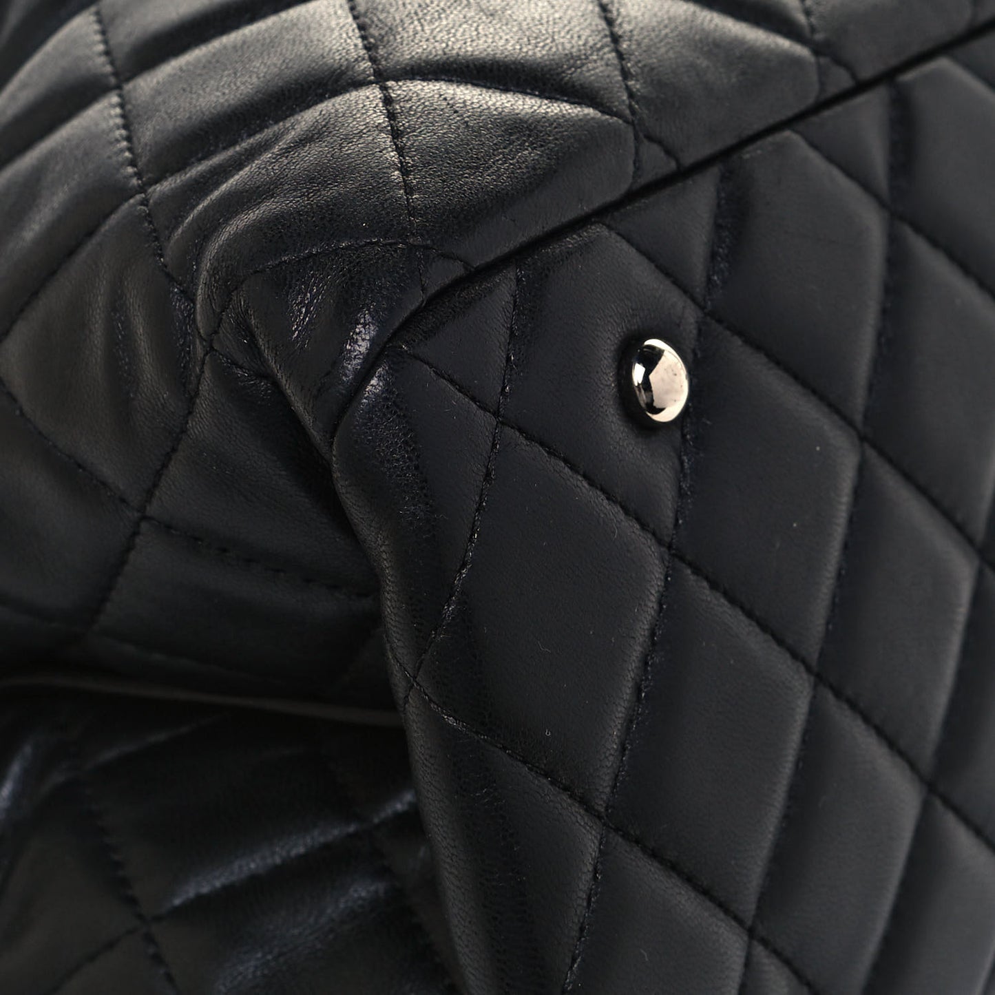Lambskin Quilted Daily Shopping Tote Black