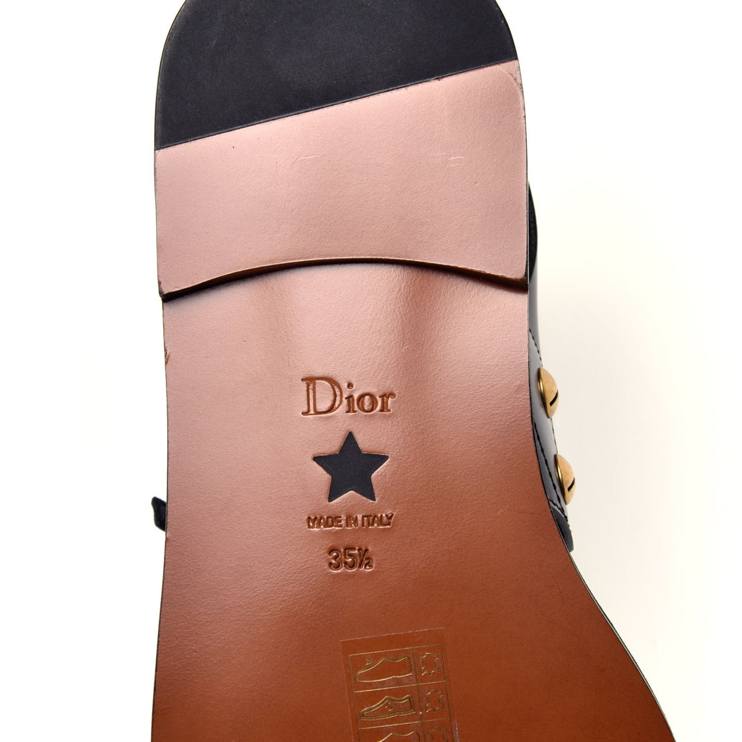 Calfskin D-Trap Flat Sandals 35.5 Black