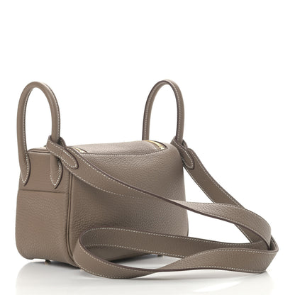 Hermes Taurillon Clemence Mini Lindy 20 Etoupe 3 of 9
