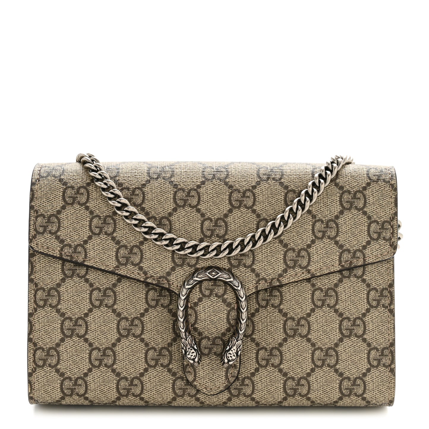 GG Supreme Monogram Mini Dionysus Chain Wallet Beige Taupe