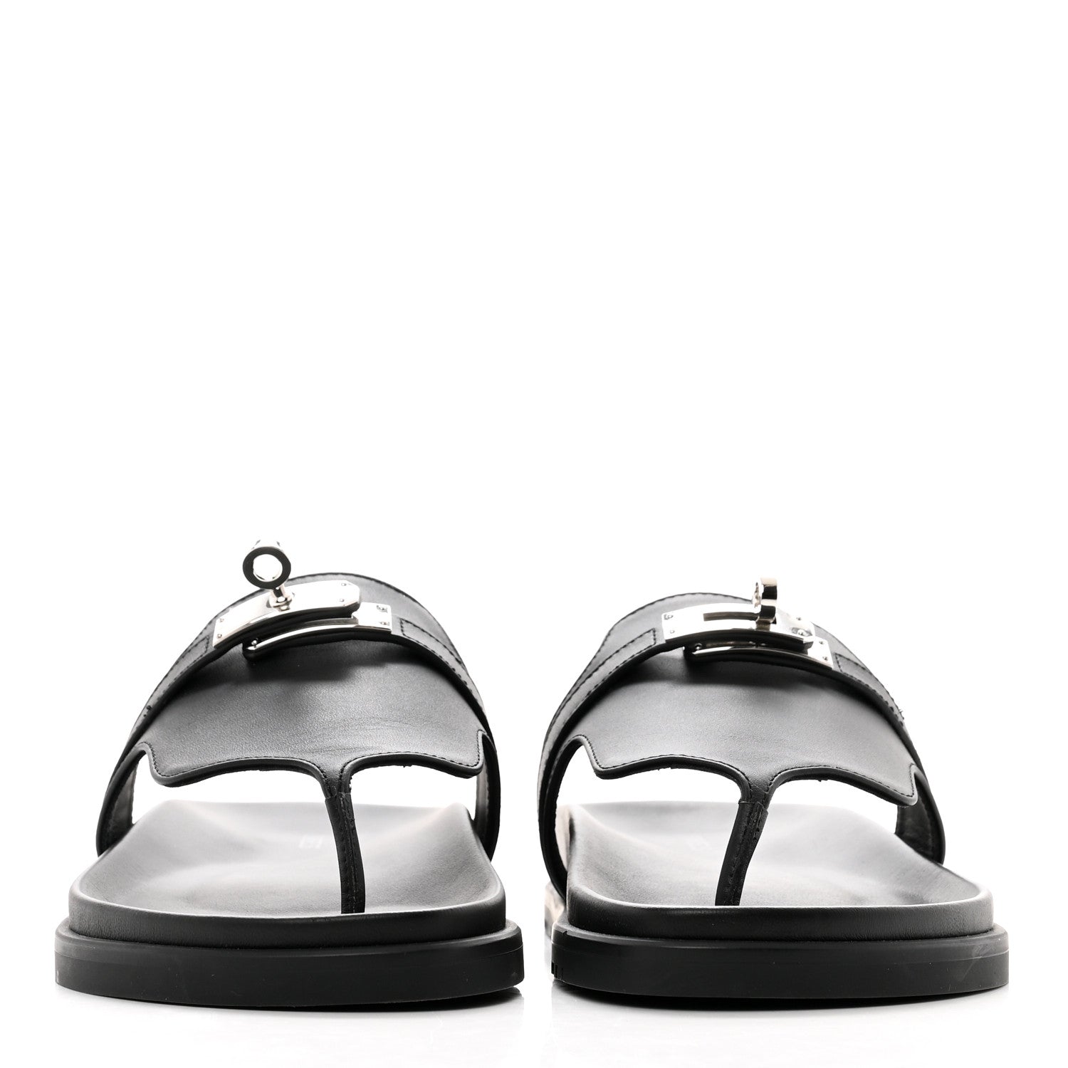 Hermes Calfskin Womens Empire Sandals 36.5 Black 2 of 9