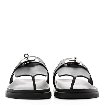 Hermes Calfskin Womens Empire Sandals 36.5 Black 2 of 9
