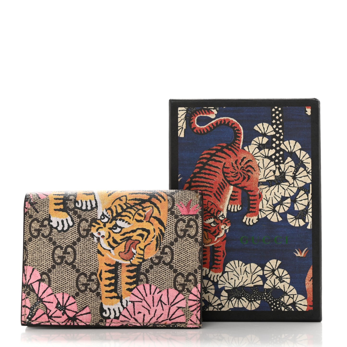 GG Supreme Monogram Bengal Card Case Beige Pink