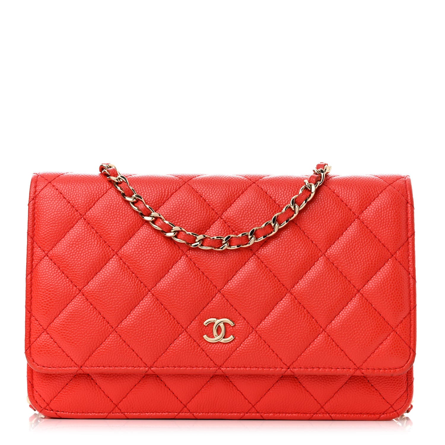 Chanel Caviar Quilted Wallet On Chain WOC Red 1 of 15