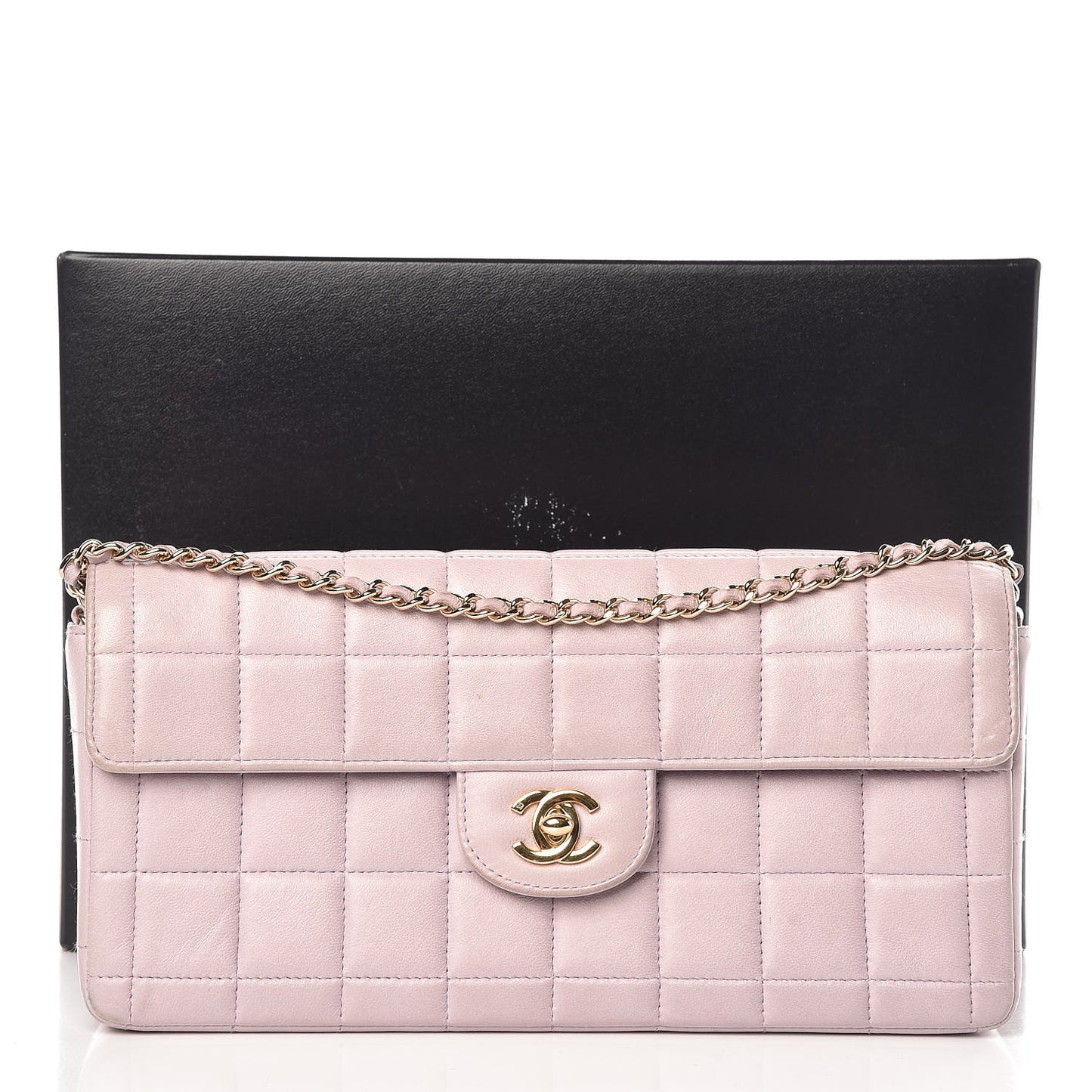 Lambskin East West Chocolate Bar Flap Pink