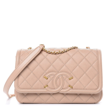 Chanel Caviar Quilted Small CC Filigree Flap Beige 1 of 10