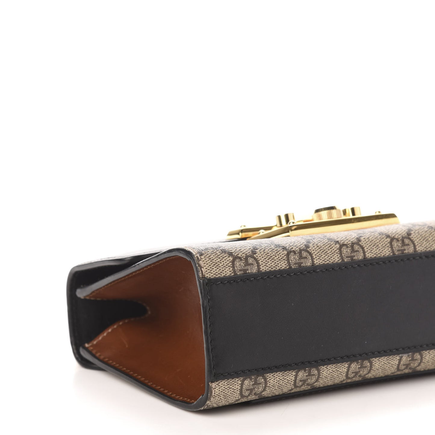 GG Supreme Monogram Calfskin Small Padlock Shoulder Bag Beige Black Cuir