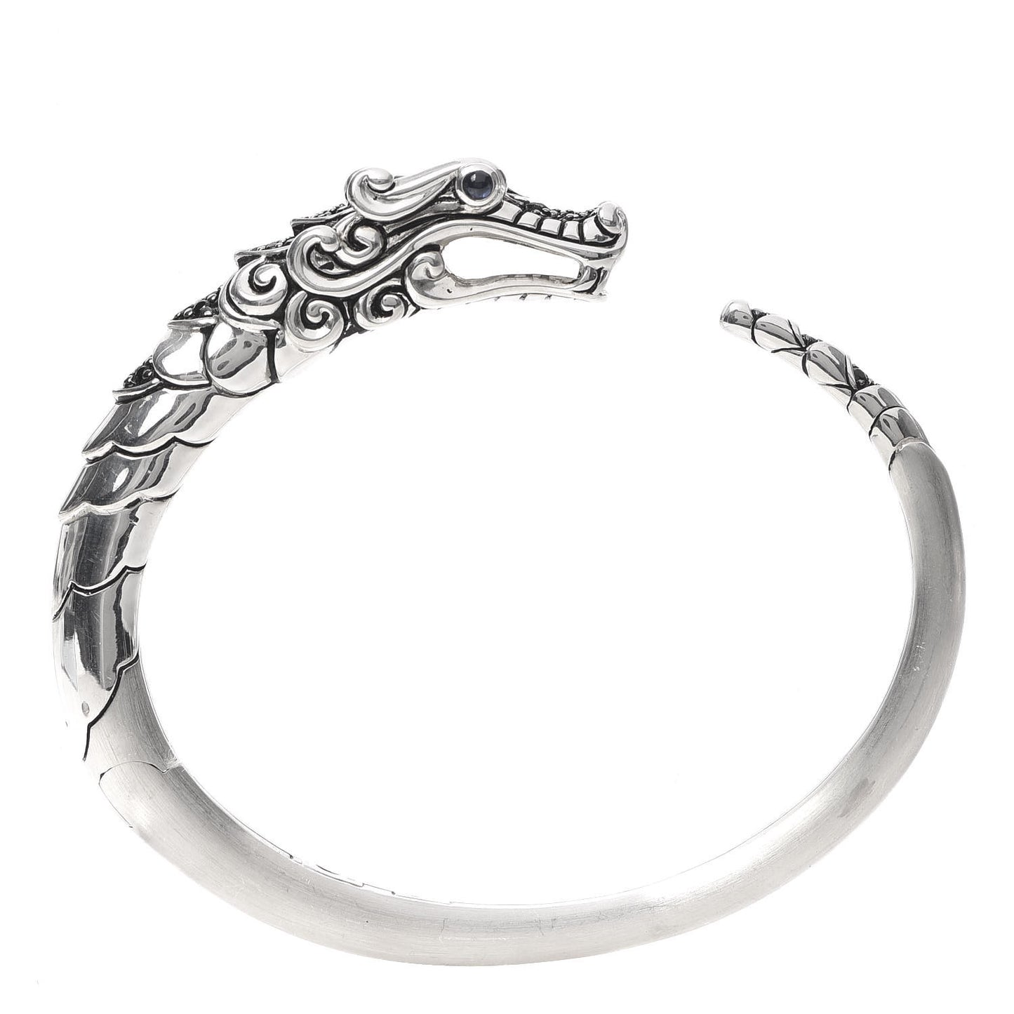 Sterling Silver Sapphire Spinel Naga Dragon Cuff Bracelet
