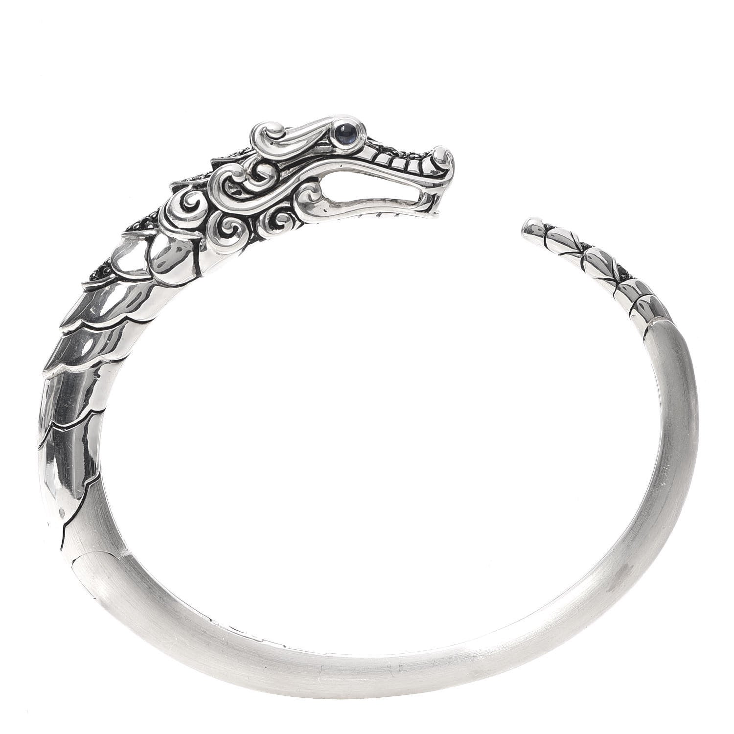 John Hardy Sterling Silver Sapphire Spinel Naga Dragon Cuff Bracelet 3 of 7