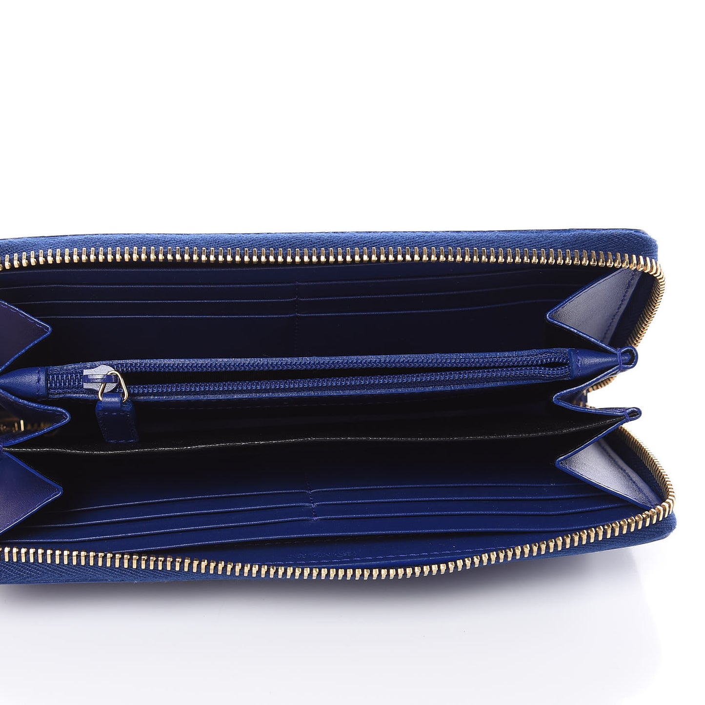 Patent Calfskin Belle De Jour Zip Around Wallet Royal Blue