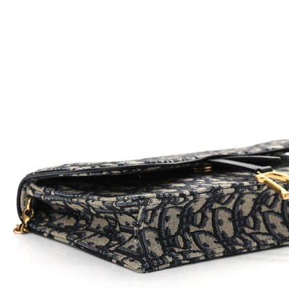 Christian Dior Oblique Saddle Chain Pouch Blue 8 of 9