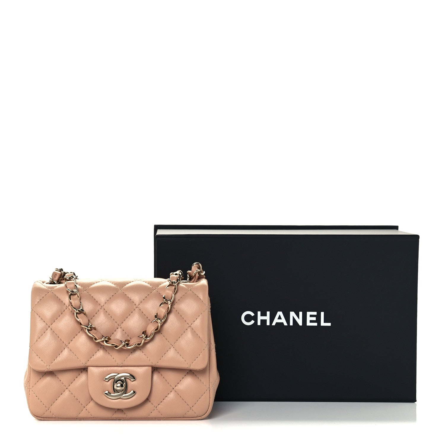 Chanel Lambskin Quilted Mini Square Flap Beige 11 of 11