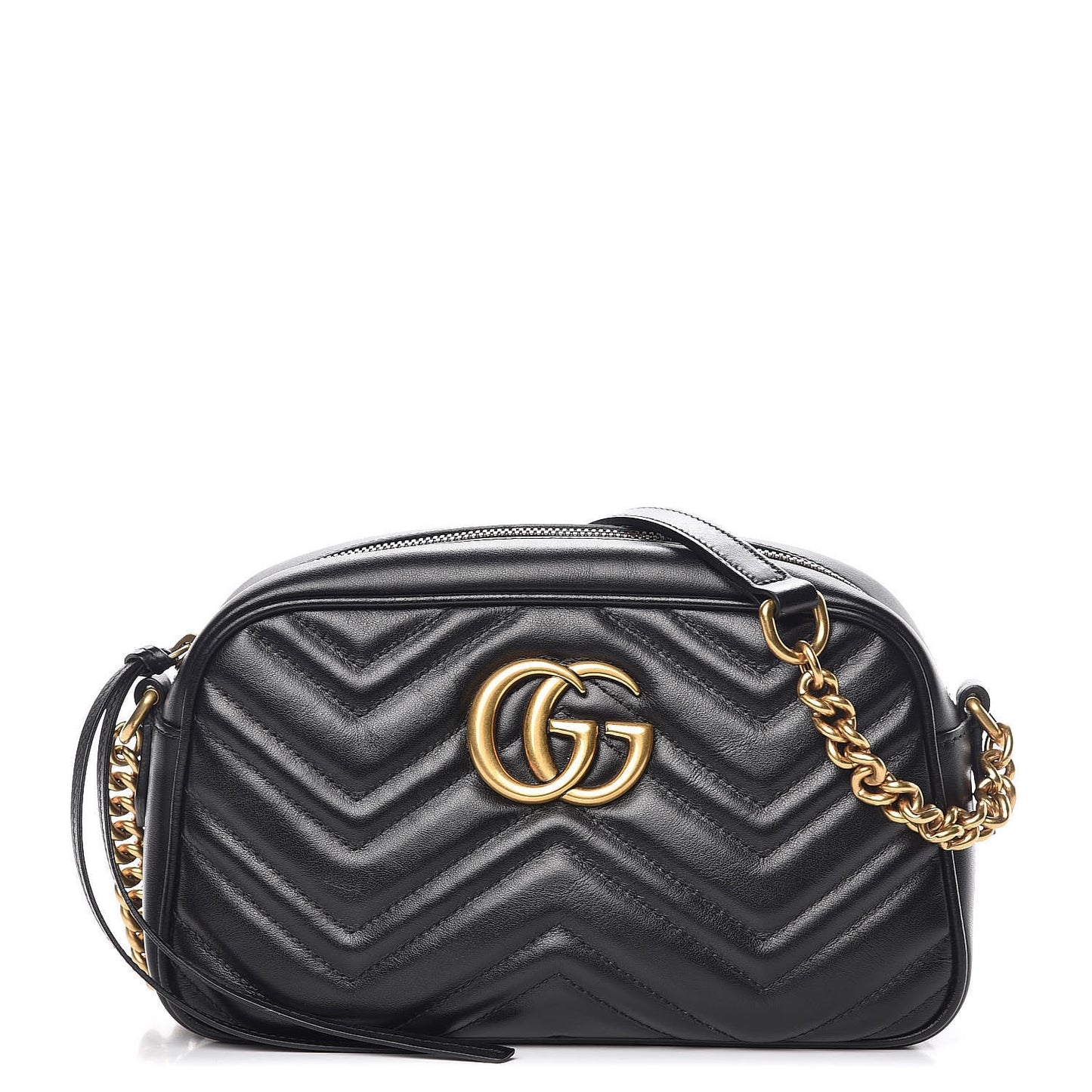 Calfskin Matelasse Small GG Marmont Chain Shoulder Bag Black