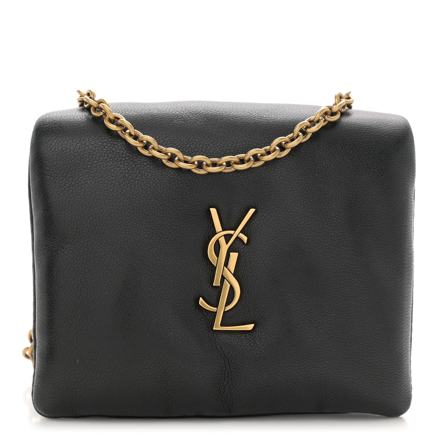 Saint Laurent Lambskin Calypso Compact Chain Wallet Black 1 of 10