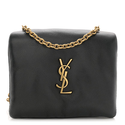 Saint Laurent Lambskin Calypso Compact Chain Wallet Black 1 of 10