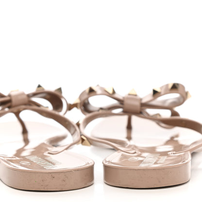 Valentino Garavani PVC Jelly Rockstud Bow Thong Sandals 39 Poudre 9 of 12