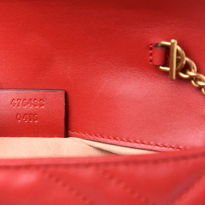 Gucci Calfskin Matelasse Super Mini GG Marmont Shoulder Bag Hibiscus Red 7 of 11