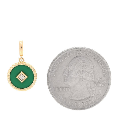 David Yurman 18K Yellow Gold Diamond Enamel Cable Collectibles Enhancer Pendant Green 2 of 4