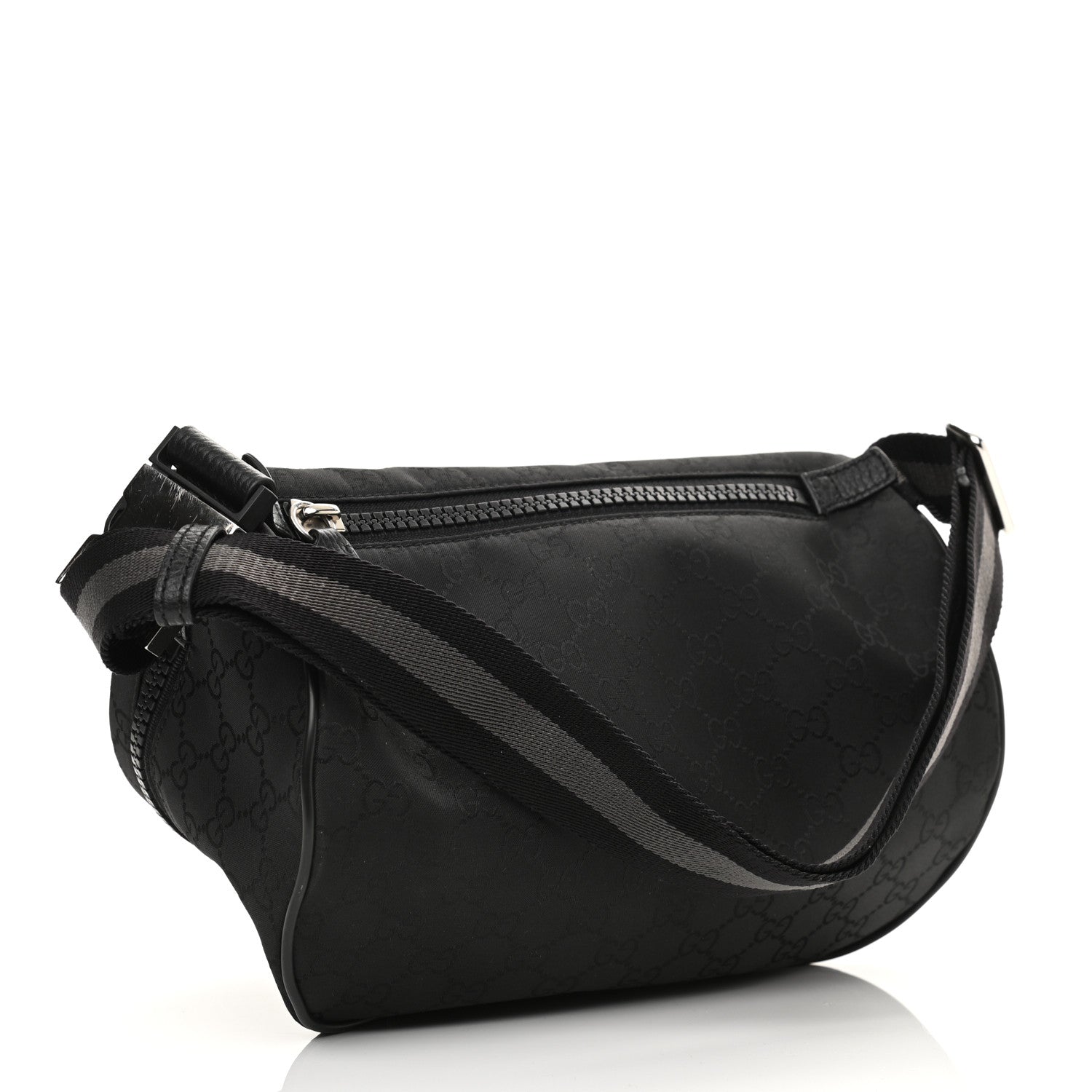 Gucci Nylon Monogram Fanny Pack Belt Bag Black 3 of 12