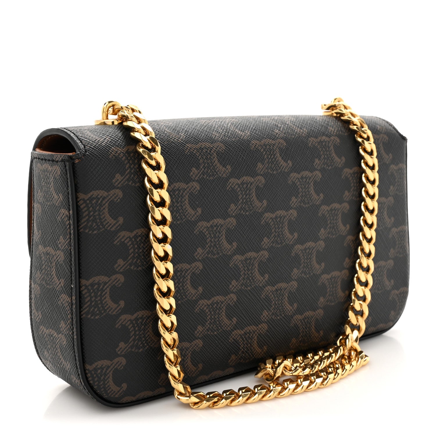 Celine Triomphe Canvas Chain Shoulder Bag Tan 2 of 12