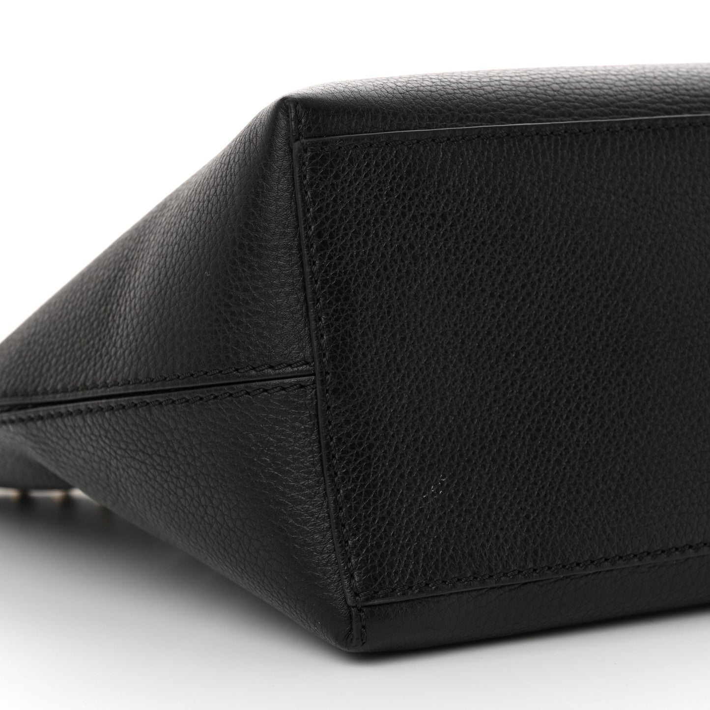 Grained Calfskin Rockstud Shoulder Tote Black
