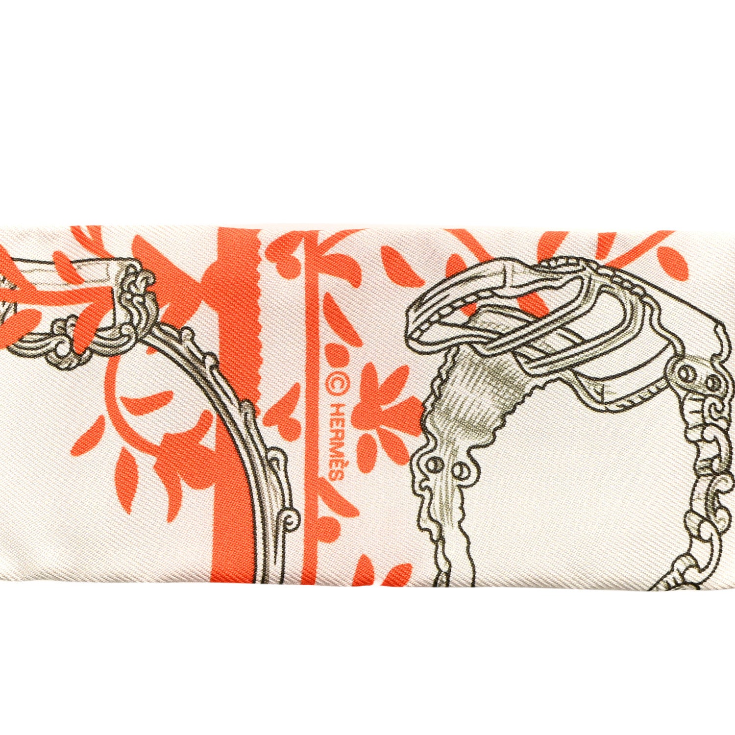 エルメス twilly Hermes Silk Etriers Remix Twilly Verveine Orange Kaki 1893574