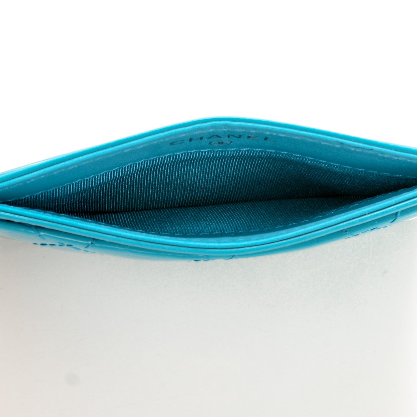 Patent Quilted Card Holder Turquoise