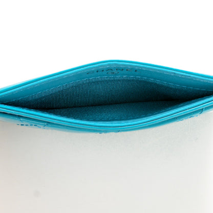 Chanel Patent Quilted Card Holder Turquoise 5 of 8