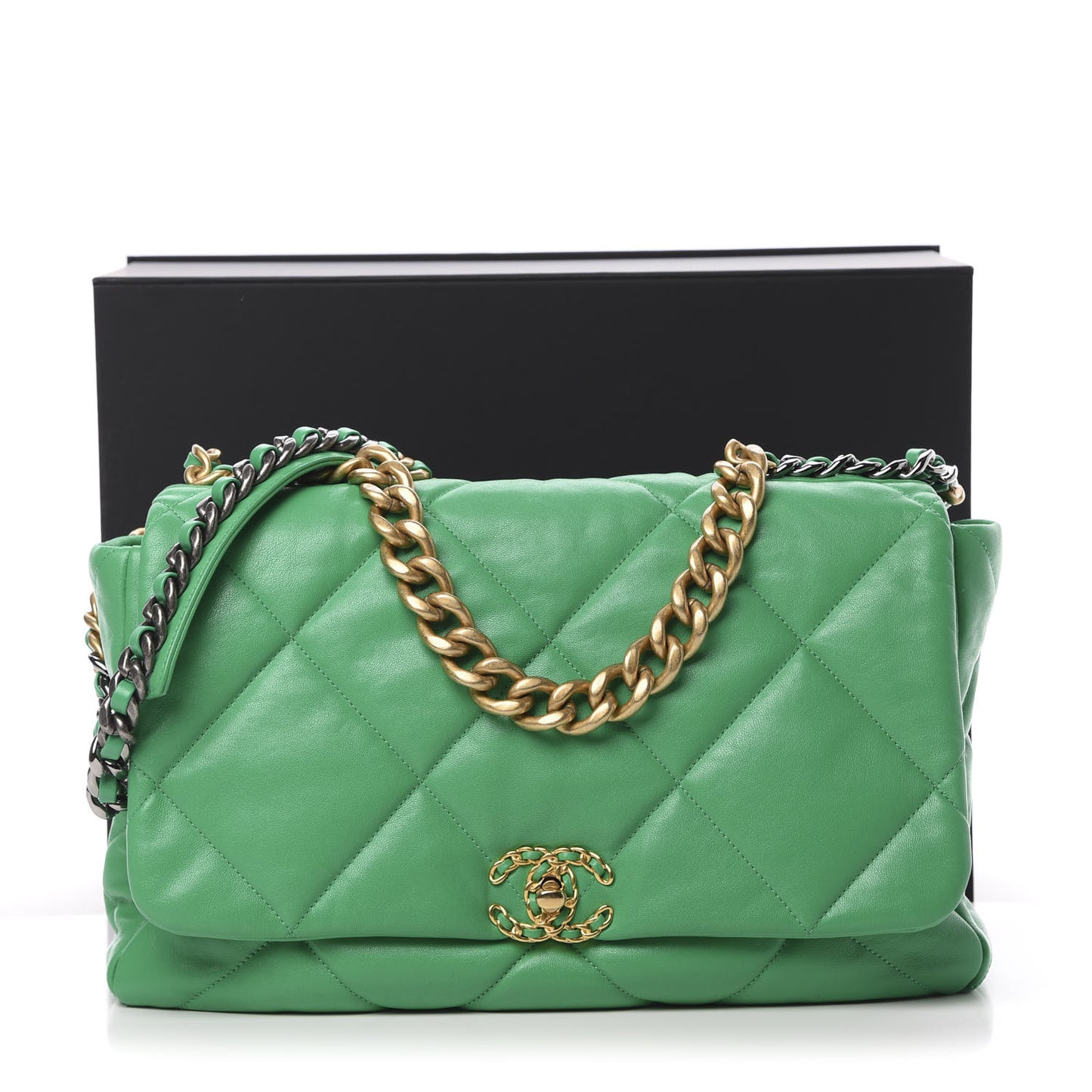 Goatskin Quilted Maxi 19 Flap Green