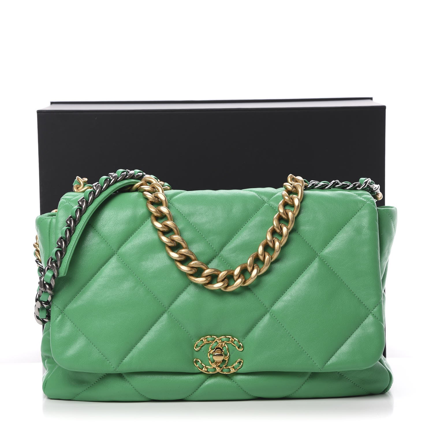 Chanel Goatskin Quilted Maxi 19 Flap Green 11 of 11