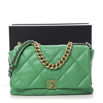 Chanel Goatskin Quilted Maxi 19 Flap Green 11 of 11