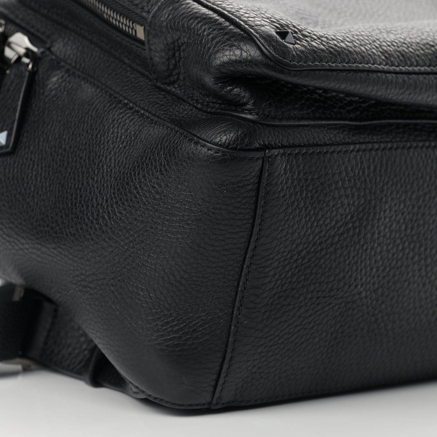 Grained Calfskin Rockstud Backpack Black