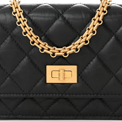 Chanel Aged Calfskin Quilted Mini Reissue Wallet On Chain WOC Black 8 of 10