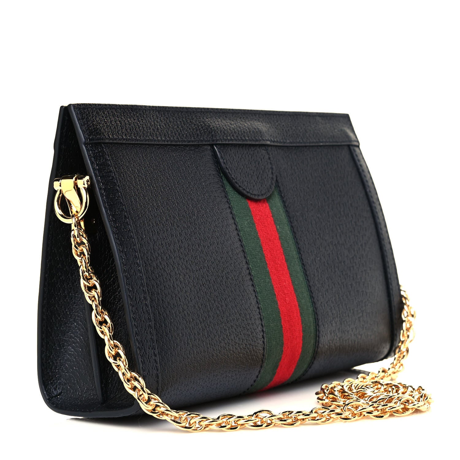Gucci Calfskin GG Web Small Ophidia Chain Shoulder Bag Black 3 of 12