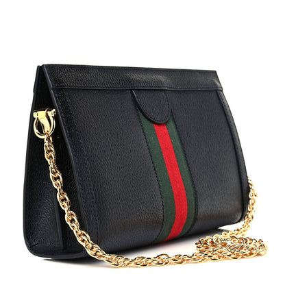 Gucci Calfskin GG Web Small Ophidia Chain Shoulder Bag Black 3 of 12