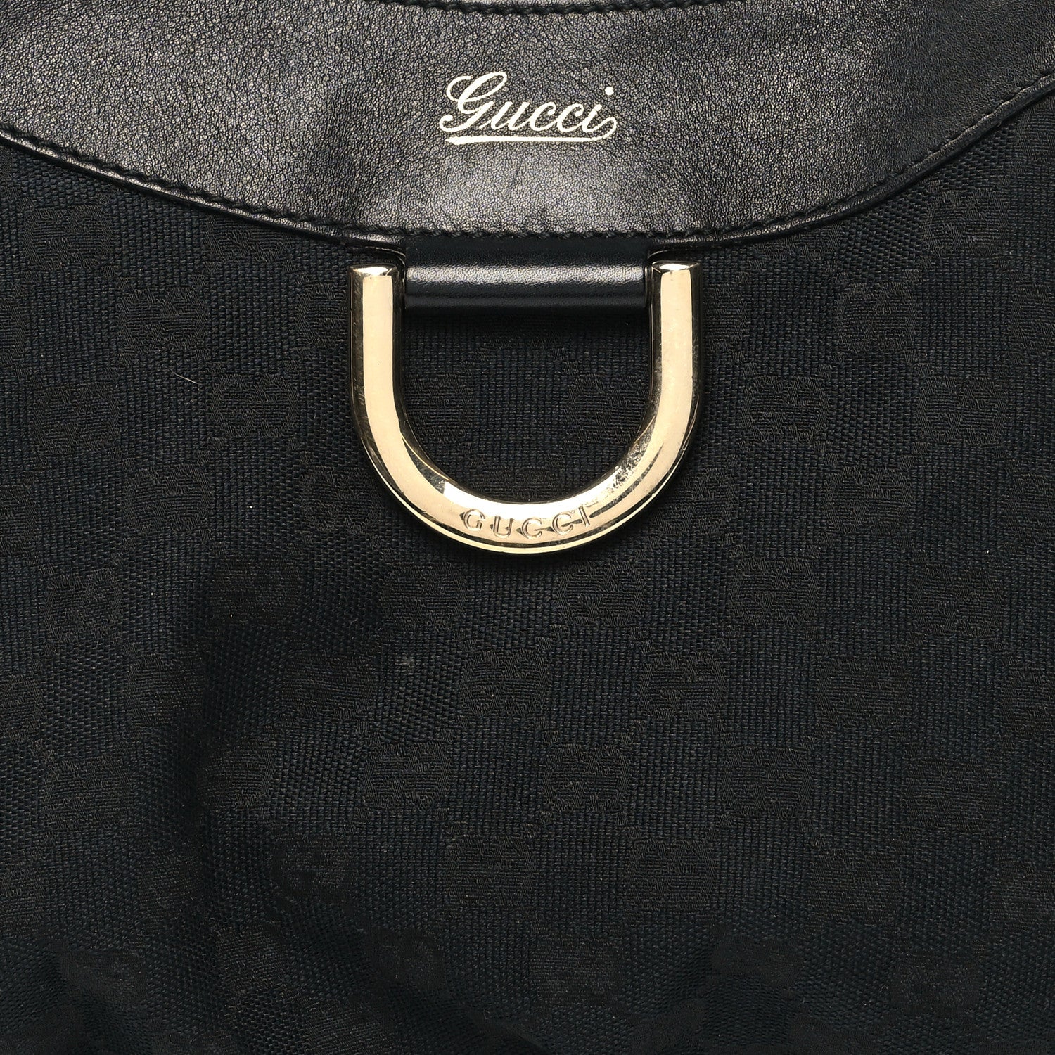 Gucci Monogram Large D Gold Ring Hobo Black 8 of 14