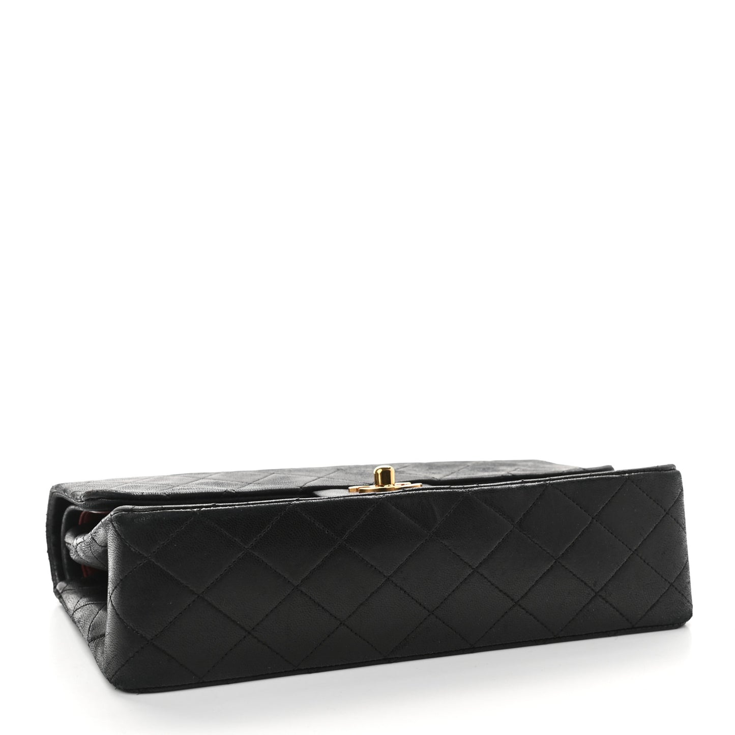 Lambskin Quilted Medium Double Flap Black