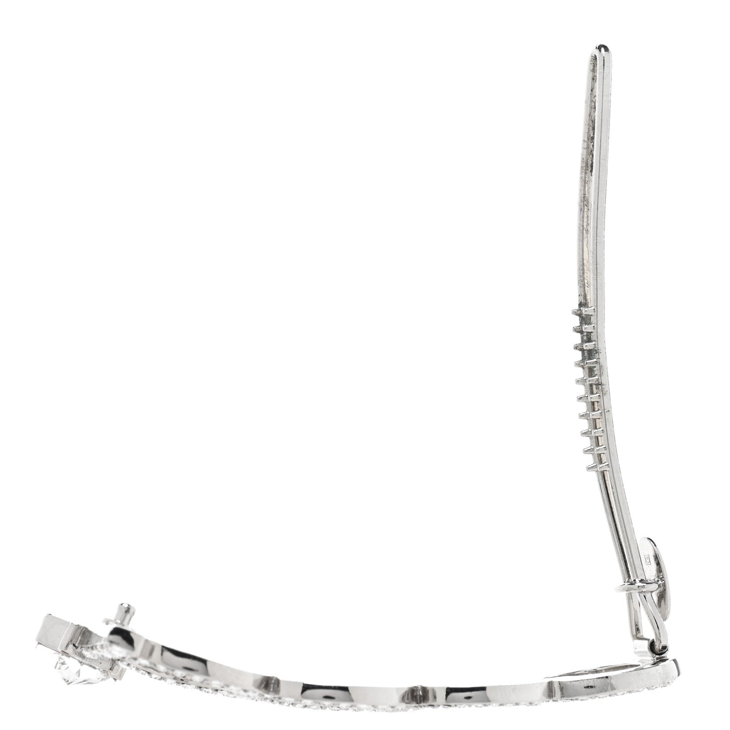 Metal Crystal Logo Hair Barrette Silver