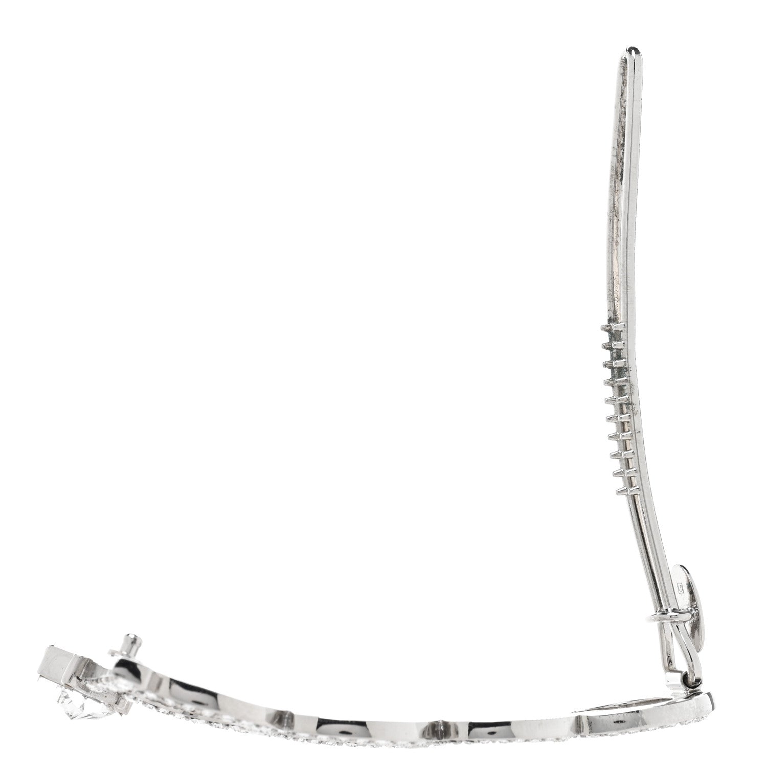 Gucci Metal Crystal Logo Hair Barrette Silver 4 of 5