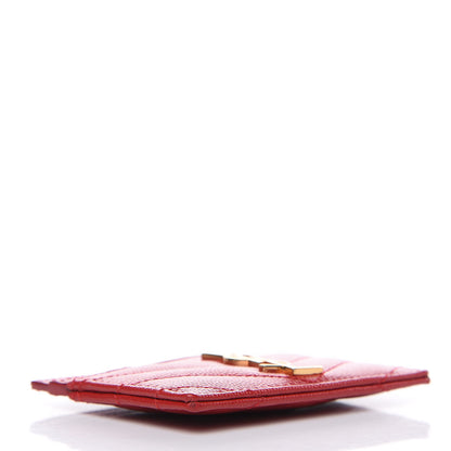Saint Laurent Grain De Poudre Matelasse Chevron Monogram Credit Card Case New Red 4 of 8