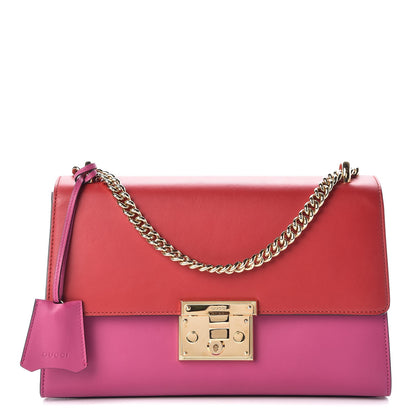 Gucci Moon Calfskin Bi-Color Medium Padlock Shoulder Bag New Rosette Hibiscus Red 1 of 9