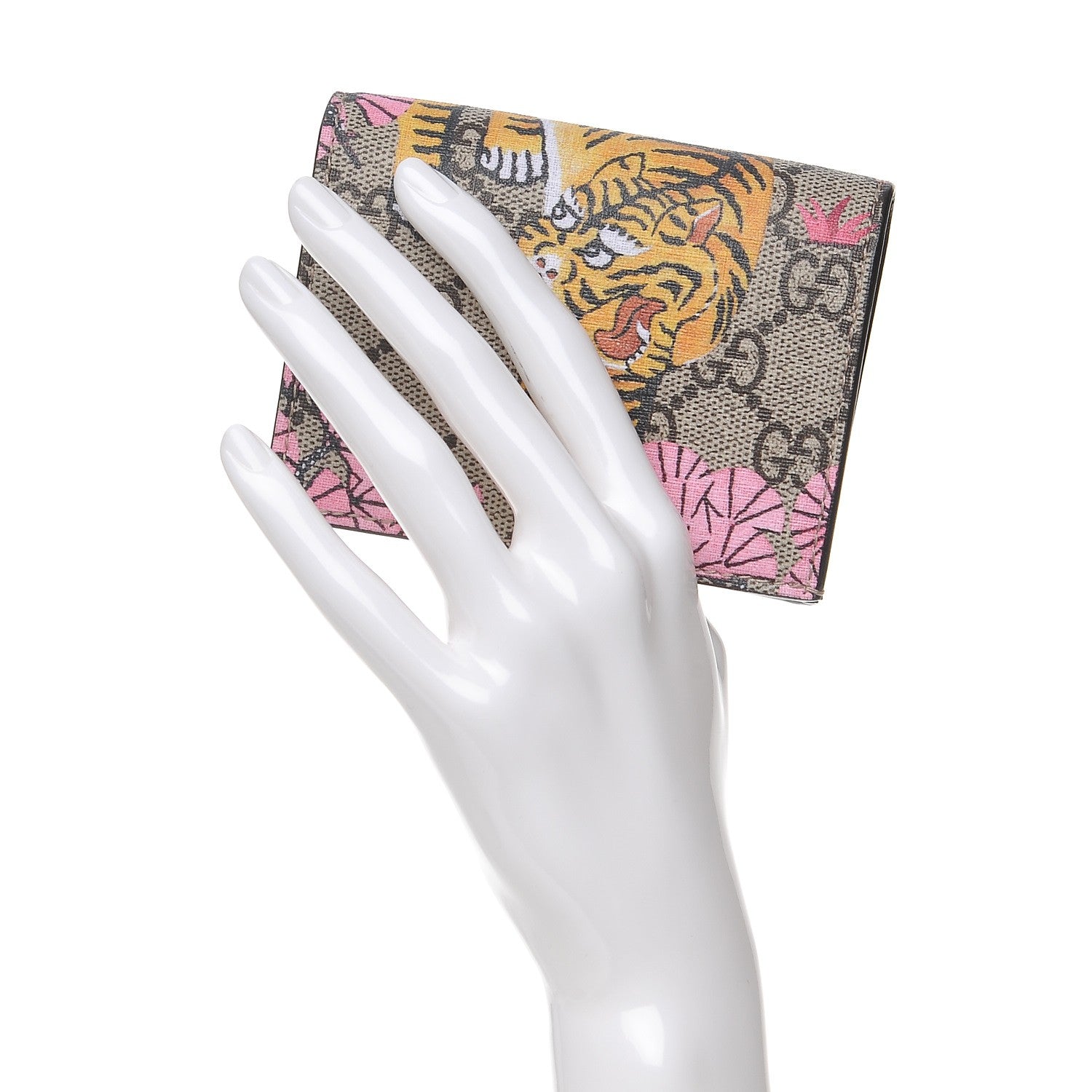 Gucci GG Supreme Monogram Bengal Card Case Beige Pink 2 of 8