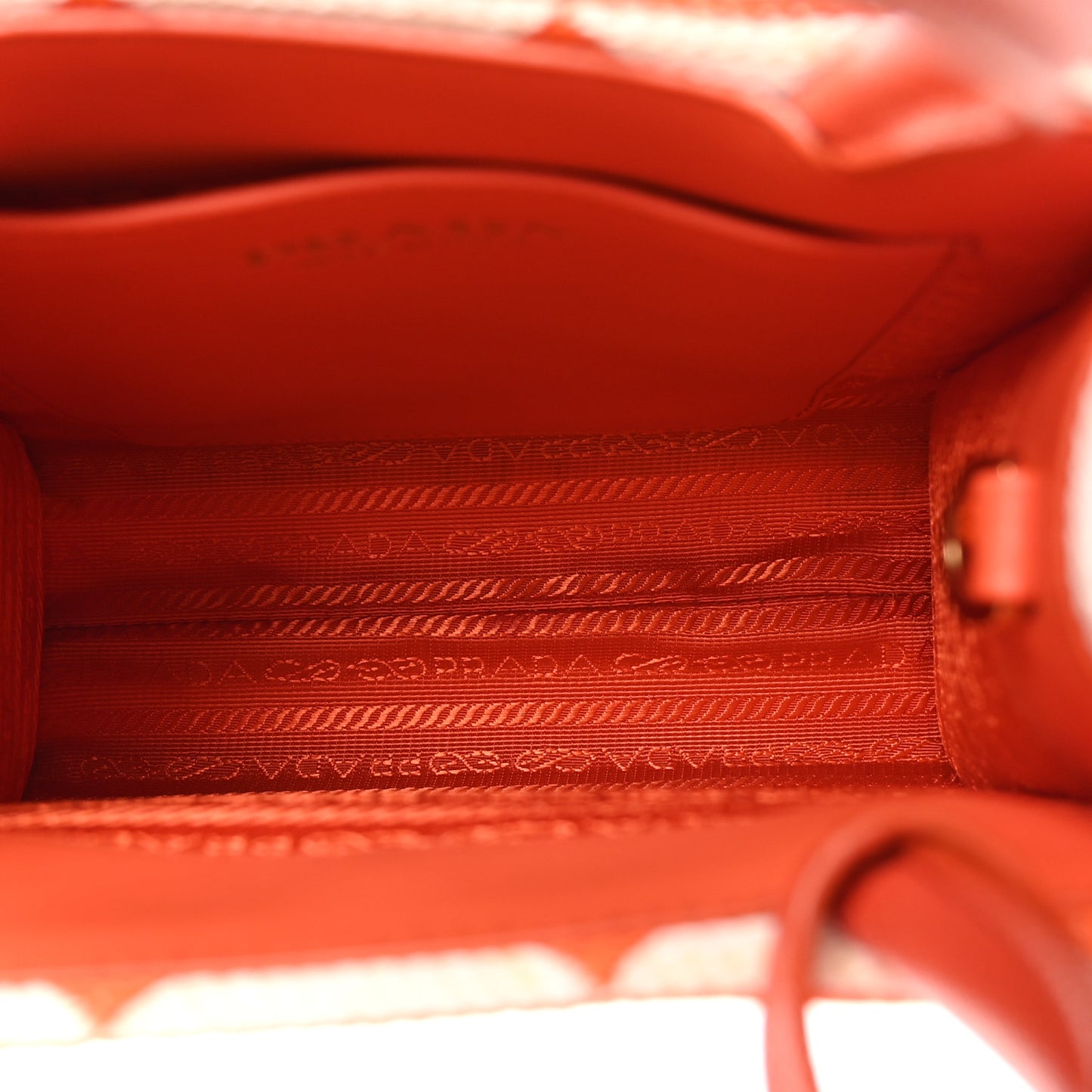 Jacquard Saffiano Triangolo Symbole Embroidered Micro Tote Orange White