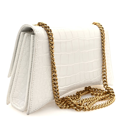 Balenciaga Calfskin Crocodile Small Crush Chain Bag White 3 of 9