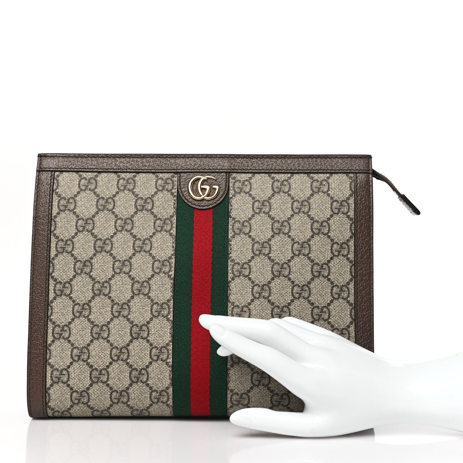 Gucci GG Supreme Monogram Web Ophidia Pouch Brown 2 of 10